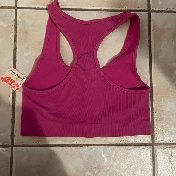 NWT | FP MOVEMENT CUTE RIBBED PINK SPORTS BRA - Picture 2 of 2
